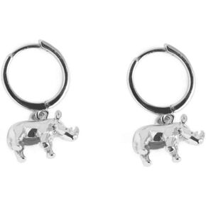 Cute Rhino Dangle Hoop Earrings for Women Girls Sterling Silver with Charms Animal Rhinoceros Drop Cartilage Cuff Stud Lovely Jewelry Fashion Dainty Birthday Christmas Gifts for Daughter