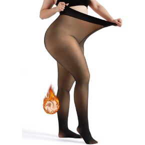 جوارب طويلة نسائية مبطنة بالصوف من LASETA مع لباس ضيق حراري أسود شفاف للنساء لباس ضيق علوي شفاف ومزيف in Kuwait