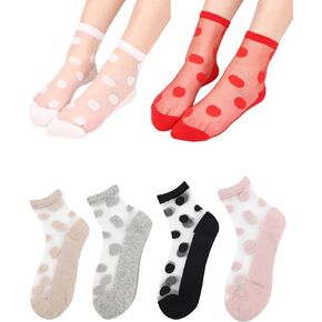 SOUTHRO 6 Pairs Sheer Socks,See Through Mesh Socks for Women,Ankle High Transparent Socks Tulle Socks