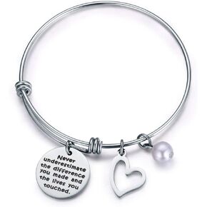 Never Underestimate The Difference You Made and The Lives You Touched Bracelet,Thank You Gift,Inspirational Gifts for Women