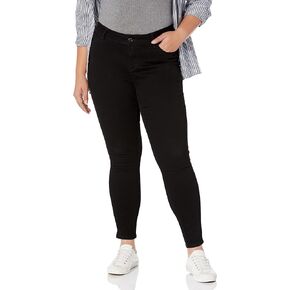 Royalty For Me Women's Plus Wannabettabutt Mid Rise 1 Button Skinny Jean with Regular Hem, Black