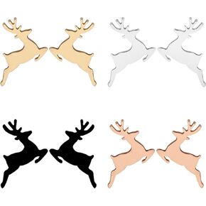 4 Pairs Stainless Steel Christmas Stud Earrings for Women Girls Small Christmas Tree Earrings Cute Christmas Gingerbread Man Reindeer Elk Snowflake Stud Earrings Xmas Holiday Earrings Festival Jewelry Gifts