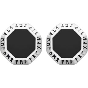 MengPa Octagon Triangle Stud Earrings for Men Geometric Viking Earring Black Ear Fashion Jewelry