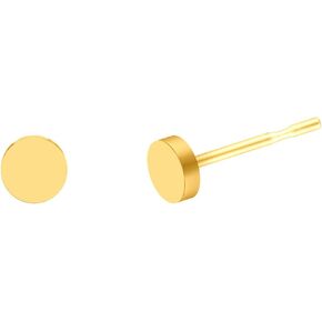 BEADNOVA Stud Earrings Flat Post Earrings Circle Piercing Disc Stainless Dot Earrings for Women (2-10mm, Gold, 1-3 Pairs)