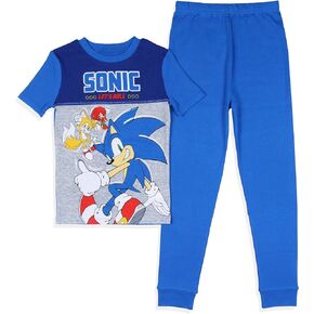 Sonic The Hedgehog Let's Roll Video Game Kids Shirt And Pants Cotton Pajama Set
