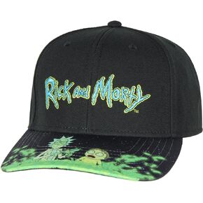 Rick and Morty Portal Time Pre-Curved Bill Adjustable Snapback Hat Cap Black