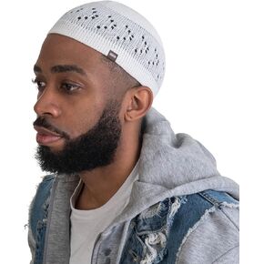 Unisex Cotton Kufi Beanie with Arrow Lattice Crochet Design