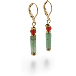 Egyptian Cleopatra Earrings - Aventurine and Carnelian