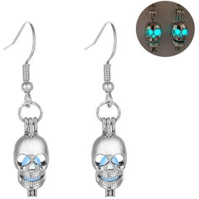 Skull Dangle Earrings for Women Luminous Glowing Skull Head Earrings Gothic Skeleton Head Drop Earrings Retro Glow in The Dark Skull Earrings Hook Halloween Earrings Jewelry Gifts