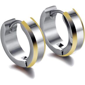 Titanium Beveled Edge Earrings with Yellow or Rose Gold for Sensitive Ears