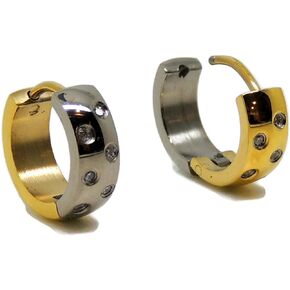 Titanium Beveled Edge Earrings with Yellow or Rose Gold for Sensitive Ears