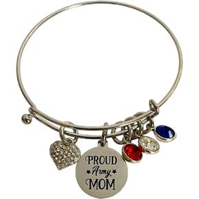 سوار إسورة لأمي الجيش رائع أحمر أبيض وأزرق لأم الجيش هدية للنساء, Medium, ستانلس ستيل in Kuwait