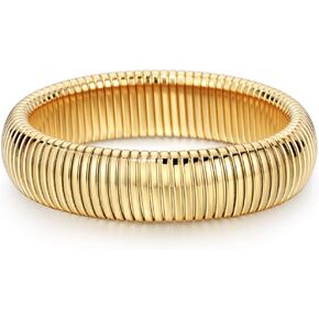 ALTENEVIA 18K Gold Plated Stainless Steel Stretch Bangle Bracelet for Women 10/12/16/20mm Wide Wristband Bangle Bracelet for Girls