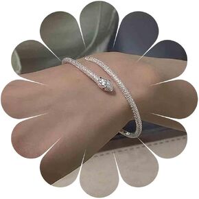 Sttiafay Punk Snake Bracelet Silver Snake Open Bangle Vintage Serpent Wrap Bangle Snake Animal Bracelet Jewelry for Women and Girls Gifts