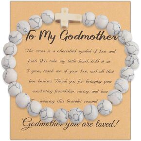 BNQL Godmother Gifts from Godchild Bracelet Godmother Thank You Gift Natural Stone Cross Bracelet Godmother Jewelry Proposal Gifts