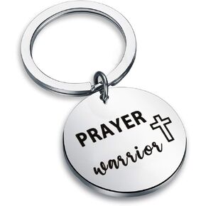 CENWA Inspirational Keychain Christian Gift Jesus Cross Gift Prayer Warrior Keychain Religious Jewelry Prayer Faith Gift
