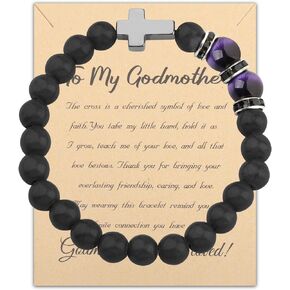 BNQL Godmother Gifts from Godchild Bracelet Godmother Thank You Gift Natural Stone Cross Bracelet Godmother Jewelry Proposal Gifts