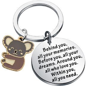 FEELMEM Funny Koala Gift Behind You All Your Memories Koala Charm Keychain Koala Lover Gift Animal Koala Jewelry