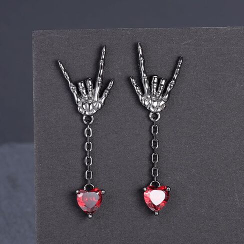 925-Sterling-Silver Skeleton Skull Stud Earrings - Vintage Skeleton Hand Bone Drop Earrings Gothic Punk Rock Biker Earring Halloween Gothic Skull Jewelry Gifts for Women Men Girls in Kuwait