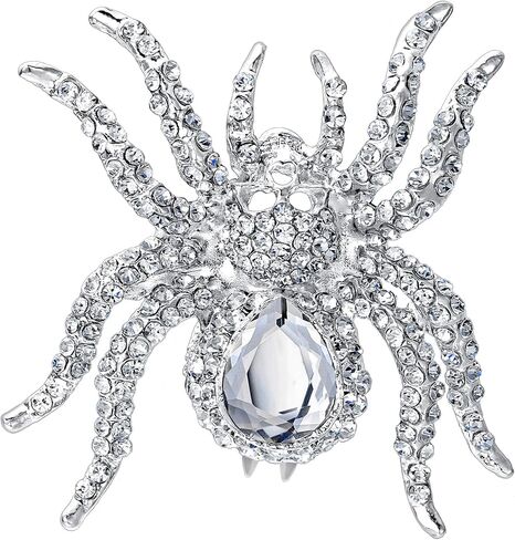 EVER FAITH Women's Austrian Crystal Vintage Style Halloween Gothic Spider Skull Brooch Pin in Saudi Arabia