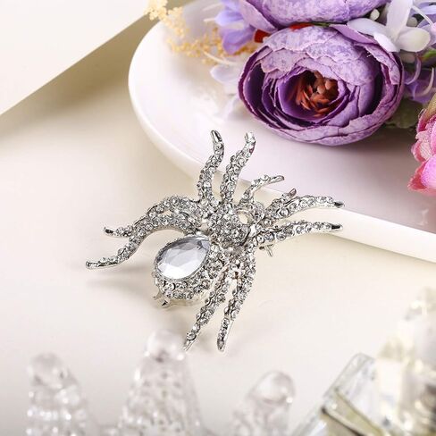 EVER FAITH Women's Austrian Crystal Vintage Style Halloween Gothic Spider Skull Brooch Pin in Saudi Arabia