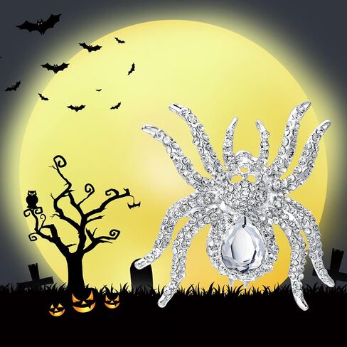 EVER FAITH Women's Austrian Crystal Vintage Style Halloween Gothic Spider Skull Brooch Pin in Saudi Arabia