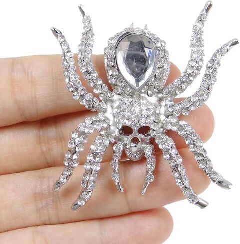 EVER FAITH Women's Austrian Crystal Vintage Style Halloween Gothic Spider Skull Brooch Pin in Saudi Arabia
