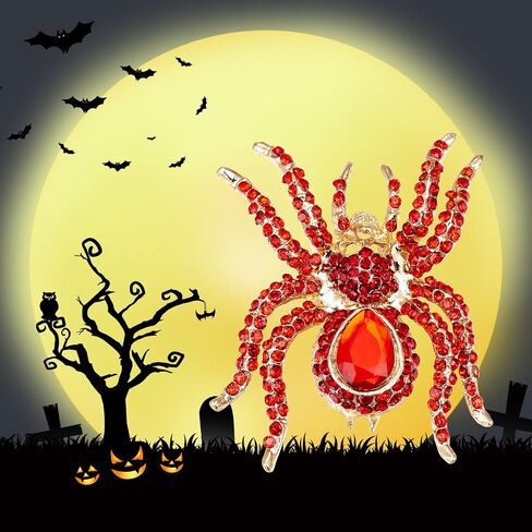 EVER FAITH Women's Austrian Crystal Vintage Style Halloween Gothic Spider Skull Brooch Pin in Saudi Arabia