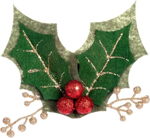 DEMDACO Holly Berry Red, Green, and Gold Tone Glittered 5 Inch Polyester Christmas Lapel Pin in Saudi Arabia