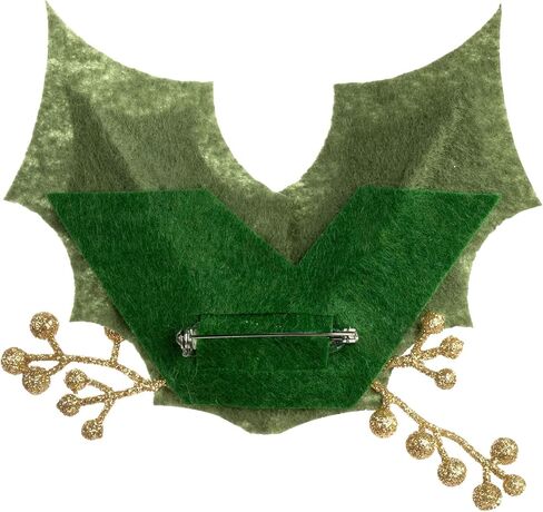 DEMDACO Holly Berry Red, Green, and Gold Tone Glittered 5 Inch Polyester Christmas Lapel Pin in Saudi Arabia