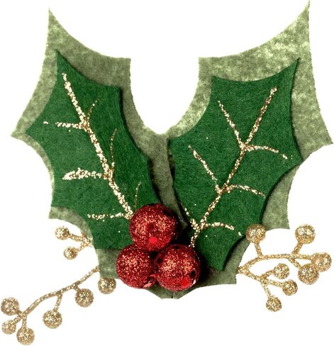 DEMDACO Holly Berry Red, Green, and Gold Tone Glittered 5 Inch Polyester Christmas Lapel Pin in Saudi Arabia