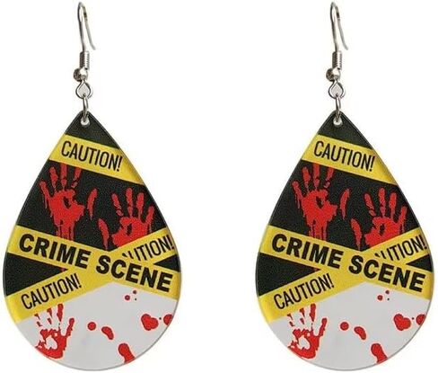 3 Styles Halloween Crime Scene Acrylic Drop Dangle Earrings for Women Men Funny Cool Oval Bleeding Handprint Geometric Dangle Earrings Party Jewelry Halloween Costume Fashion Accessories in Saudi Arabia