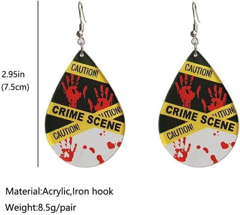 3 Styles Halloween Crime Scene Acrylic Drop Dangle Earrings for Women Men Funny Cool Oval Bleeding Handprint Geometric Dangle Earrings Party Jewelry Halloween Costume Fashion Accessories in Saudi Arabia