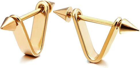 أقراط هوجي بمفصلات على شكل مثلث باللون الأسود للرجال والنساء، من الفولاذ المقاوم للصدأ، قطعتان in Saudi Arabia