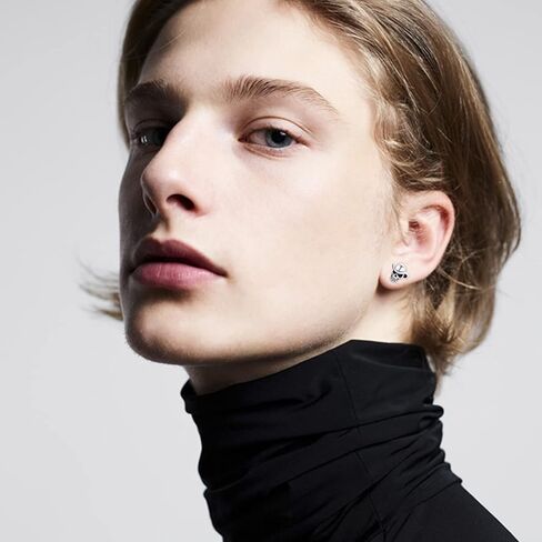 اقراط مرصعة على شكل جمجمة للنساء والفتيات من الفضة الاسترلينية عيار 925 بتصميم هيكل عظمي عتيق، هدايا مجوهرات كاوبوي بانك ريترو للرجال والاولاد، معدن فضي, معدن, فضي in Kuwait