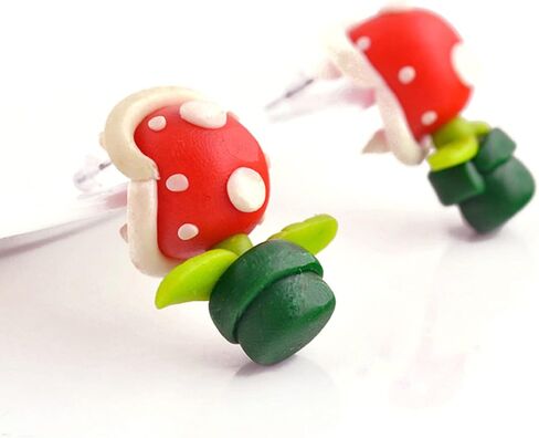 Lovely Piranha Flower Stud Earrings - Piranha Plant Flower Chompers Corpse Flower Stud Earrings - Maneater Cannibal Flower Earrings - Handmade Polymer Clay Jewelry-Piranha flower in Saudi Arabia