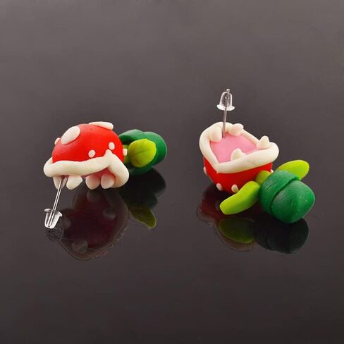 Lovely Piranha Flower Stud Earrings - Piranha Plant Flower Chompers Corpse Flower Stud Earrings - Maneater Cannibal Flower Earrings - Handmade Polymer Clay Jewelry-Piranha flower in Saudi Arabia