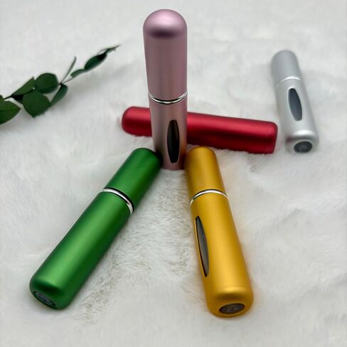 كيستارك مجموعة من 5 زجاجات بخاخ عطر صغيرة محمولة قابلة لاعادة الملء مع نظام اعادة تعبئة سهل المضخة، زجاجات بخاخ بحجم مناسب للسفر للعطور 5 مل/0.2 اونصة in Kuwait