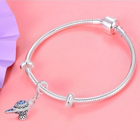 جويلبوكس تعليقة مصباح علاء الدين السحري للاساور من الفضة الاسترلينية S925 هدية لعيد ميلادها من ديزني، فضة ستيرلينج، بدون حجر in Kuwait