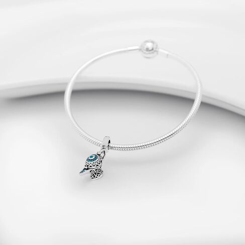 جويلبوكس تعليقة مصباح علاء الدين السحري للاساور من الفضة الاسترلينية S925 هدية لعيد ميلادها من ديزني، فضة ستيرلينج، بدون حجر in Kuwait