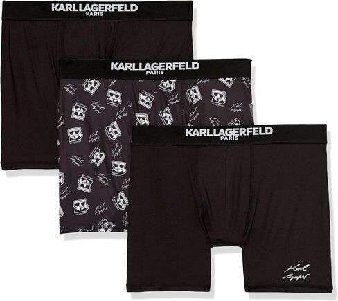 Karl Lagerfeld Paris mens Karl Character Head Logo and Logo Printed on the Thigh. 3 Pack Boxer Briefs Boxer Briefs in Kuwait