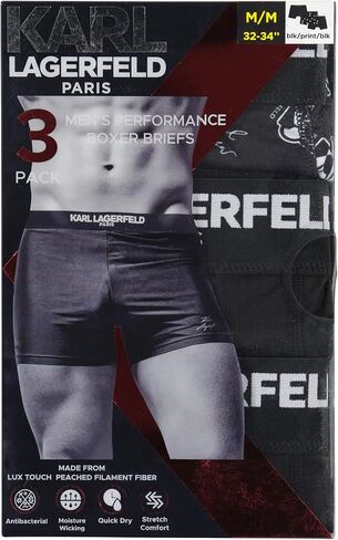 Karl Lagerfeld Paris mens Karl Character Head Logo and Logo Printed on the Thigh. 3 Pack Boxer Briefs Boxer Briefs in Kuwait