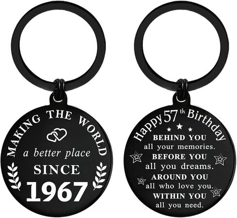 DGXMD Happy 57th Birthday Gifts - Born in 1967 Birthday Keychain - 57 Year Old Men Women Birthday Gifts - 1967 Birthday Present in Saudi Arabia