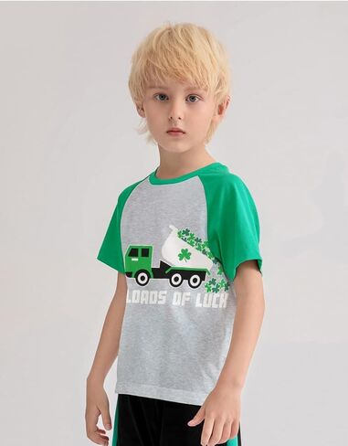 St. Patrick's Day Shirts Clover Tees Irish Shamrock Short Sleeve Dinosaur T-Shirt for Kids 2-8 Years in Kuwait