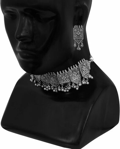 اجراس هندي عتيق مؤكسد من الفضة البولندية الافغانية القبلية الغجرية بوهو غونغرو اجراس طويلة الخيوط مجوهرات للنساء، 19 سم، معدن، بدون احجار كريمة, 19 cm, معدن, لا أحجار كريمة in Kuwait