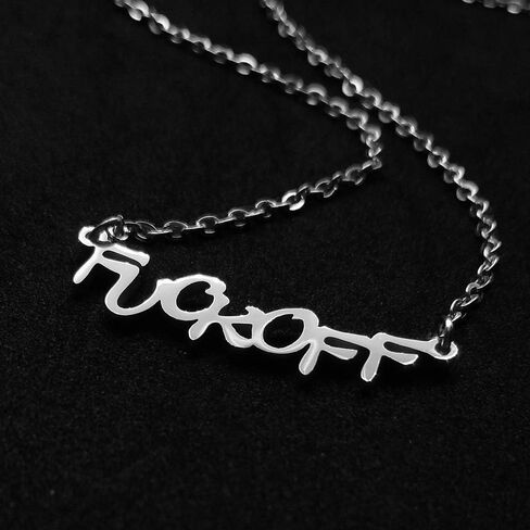 Inspirational Pendant Necklace Middle Finger Ear Stud Jewelry Set(Stainless steel Necklace) in Saudi Arabia