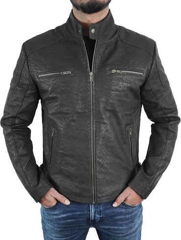 سترة جلدية من STOREJEES Snuff للرجال - سترة من جلد الغزال بتصميم كلاسيكي للرجال ملابس خارجية للرجال من جلد الغزال in Kuwait