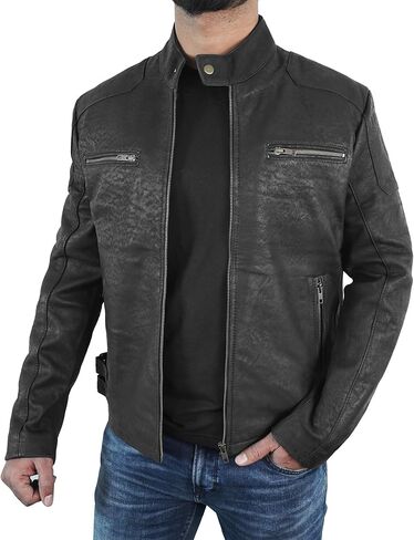 سترة جلدية من STOREJEES Snuff للرجال - سترة من جلد الغزال بتصميم كلاسيكي للرجال ملابس خارجية للرجال من جلد الغزال in Kuwait