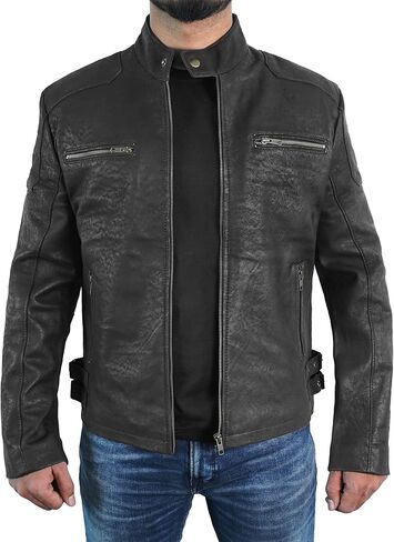 سترة جلدية من STOREJEES Snuff للرجال - سترة من جلد الغزال بتصميم كلاسيكي للرجال ملابس خارجية للرجال من جلد الغزال in Kuwait