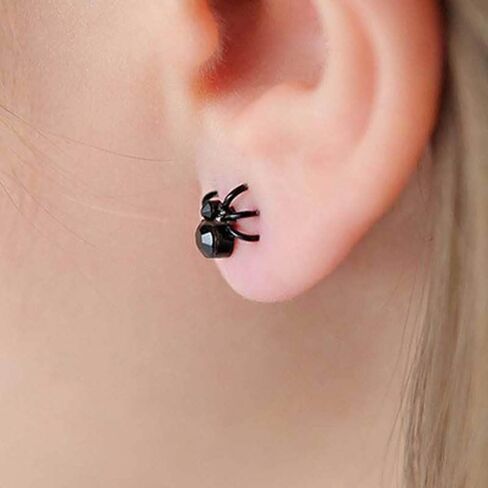 Tiny Spider Stud Earrings for Women Men Girls Punk Black Spider Earrings Horror Spider Studs Earrings Scary Funny Halloween Costumes Jewelry in Kuwait